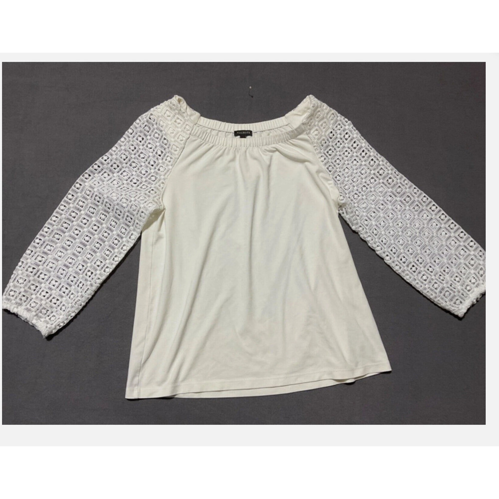 Talbots Blouse Womens Small White Off Shoulder Crochet Raglan Sleeve Boho Top
